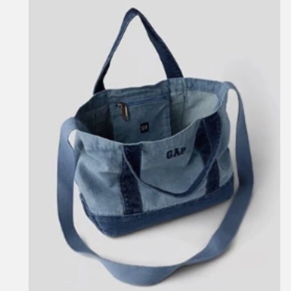 NWT Gap Logo Denim Strap Mini Tote Bag (Crossbody) - Picture 2 of 8